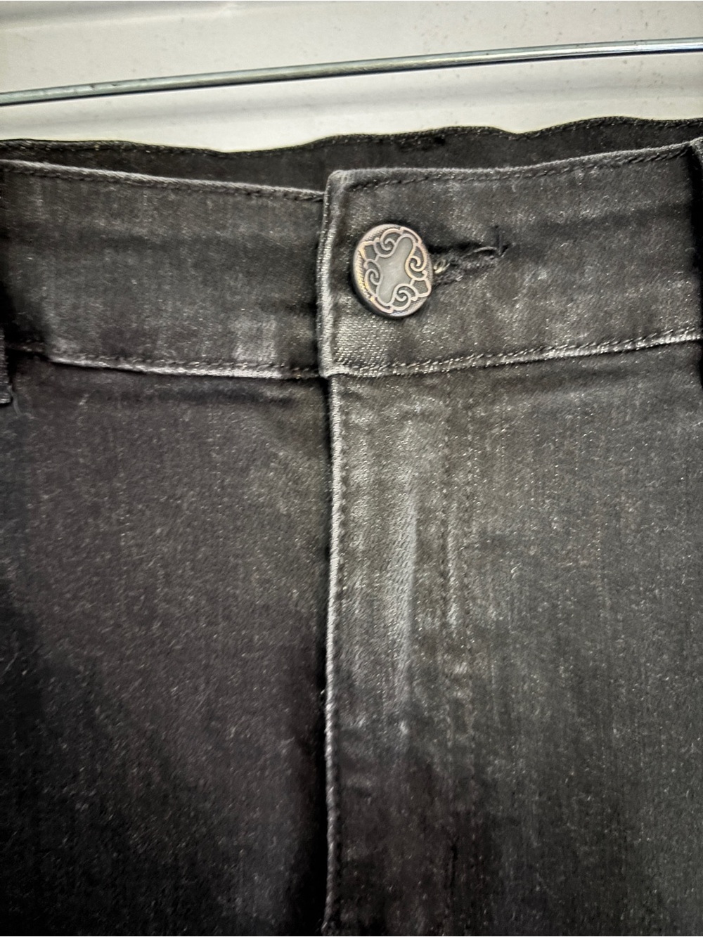Soft Surroundings Comfort Black Straight Leg Jeans 12”Rise Unfinished Hem 36x27 - Picture 6 of 11